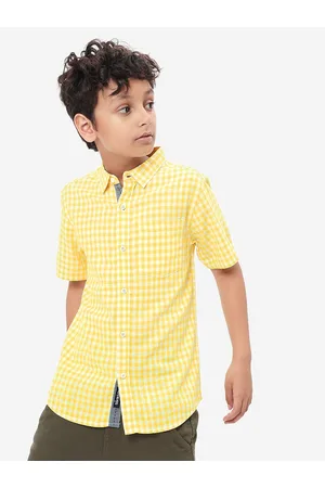 BONKIDS Boys Gingham Checks Cotton Casual Shirt