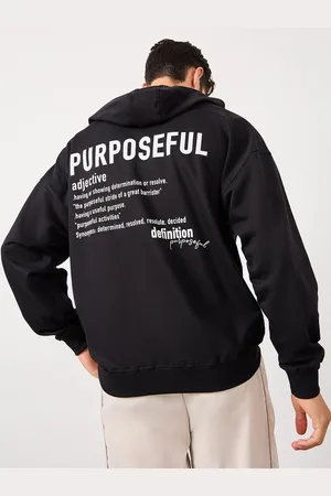 Styli Black Printed Cotton Hooded Sweatshirt
