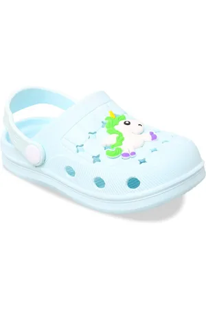 Yellow bee Girls Unicorn & Rainbow Applique Rubber Clogs