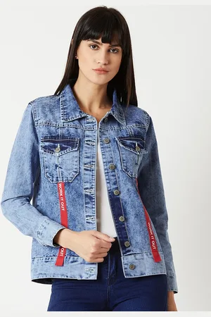 DressBerry Blue Spread Collar Denim Jacket