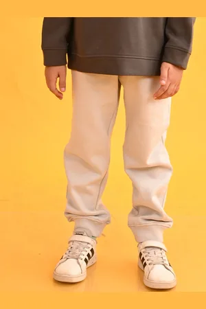 Anthrilo Boys Grey Relaxed Mid-Rise Fleece Joggers