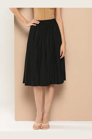 Chemistry Crepe Accordion Pleated Flared Skirt