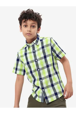 BONKIDS Boys Tartan Checks Cotton Casual Shirt