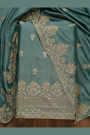 Koskii Ethnic Motifs Embroidered Pure Cotton Unstitched Dress Material