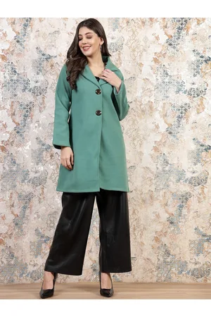 ATHENA Knee Length Notched Lapel Wool Overcoat