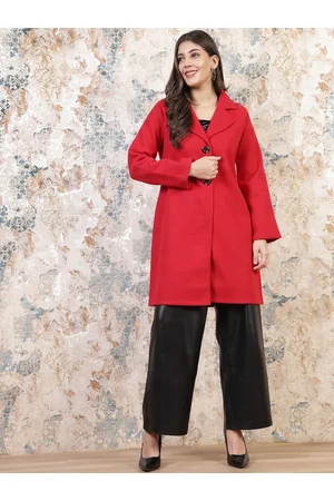 ATHENA Knee Length Notched Lapel Wool Overcoat