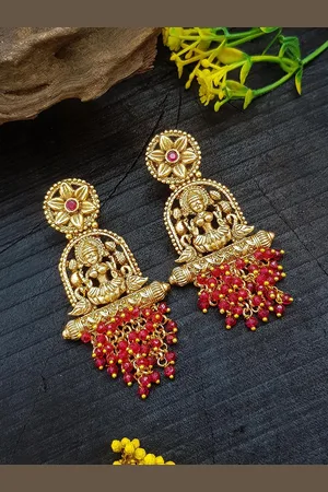 GRIIHAM Gold-Plated Contemporary Temple Drop Earrings