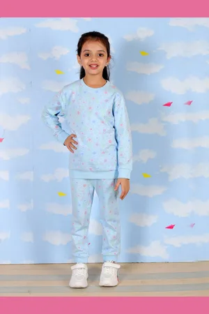 The Mom Store Girls Printed Pure Cotton T-shirt with Pyjamas