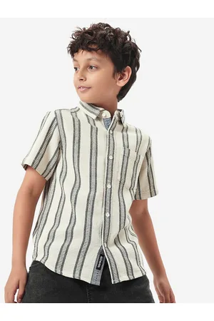 BONKIDS Boys Striped Cotton Casual Shirt