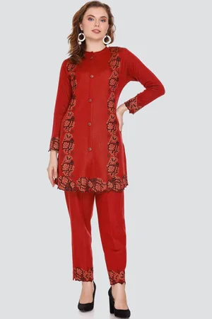 Elthia Floral Embroidered Regular Thread Work Kurta with Trousers