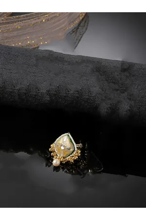 DUGRISTYLE Gold-Plated Kundan Studded Finger Ring