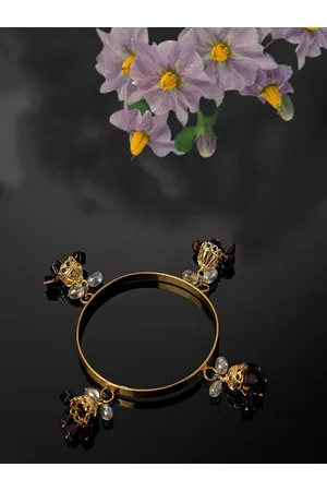 DUGRISTYLE Gold-Plated Pearl-Beaded Bangles