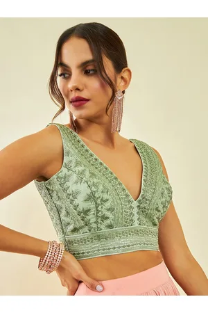 Soch Embellished V-Neck Sleeveless Saree Blouse