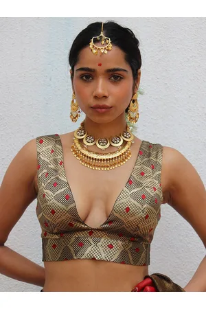 Chidiyaa Woven Design Brocade Saree Blouse