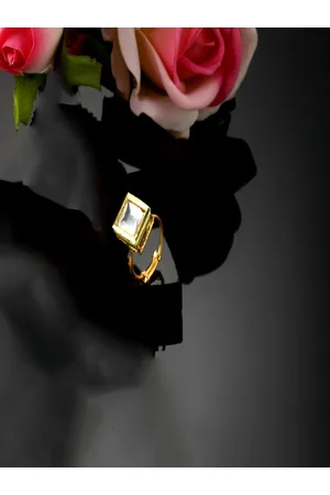 DUGRISTYLE Gold-Plated AD Studded Finger Ring