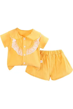 Stylecast Girls Yellow Peter Pan Collar Top with Shorts