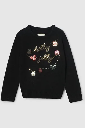 Max Collection Girls Embellished Acrylic Wool Pullover