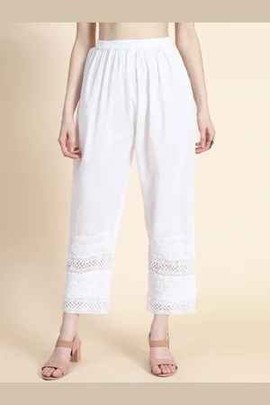 HOUSE OF KARI Women Chikankari Embroidered Cotton Regular Trouser