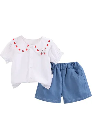 Stylecast Girls White Embroidered Top with Shorts