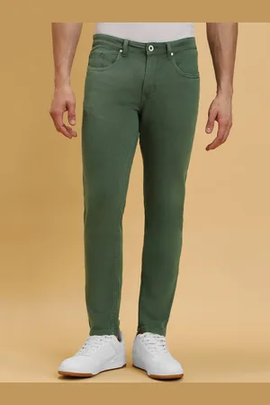 Forever 21 Men Green Mid Rise Skinny Fit Clean Look Cotton Jeans
