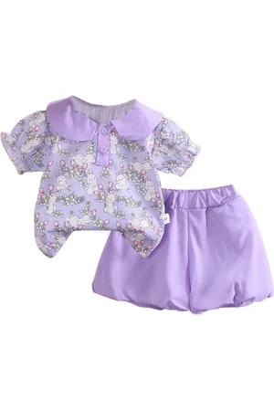 Stylecast Girls Purple Printed Top With Shorts