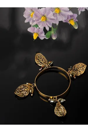 DUGRISTYLE Gold-Plated Pearl-Beaded Bangles