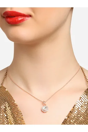 Zaveri Pearls Women Gold-Plated Circular Artificial Stone Studded Pendant with Chain