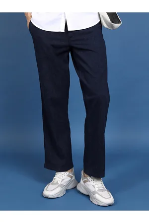 Highlander Men Navy Blue Mid-Rise Chinos Trousers