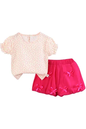 Stylecast Girls Pink Printed Top with Shorts