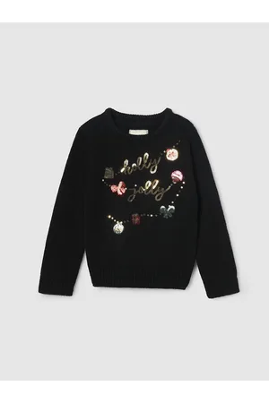 Max Collection Girls Self Design Embellished Acrylic Wool Pullover Sweater