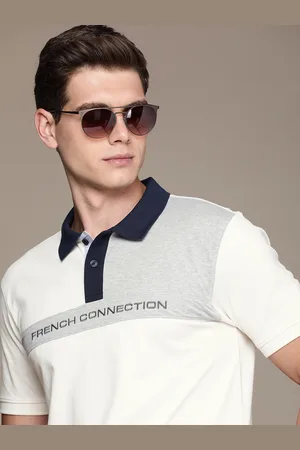 French Connection Colourblocked Polo Collar Pure Cotton T-shirt