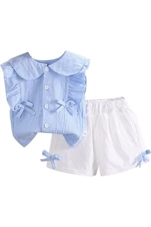 Stylecast Girls Blue Shirt Style Top with Shorts