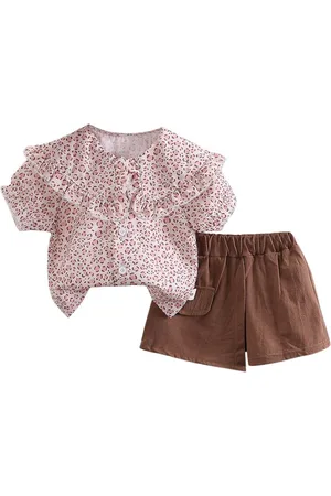 Stylecast Girls Pink Abstract Printed Top with Trousers