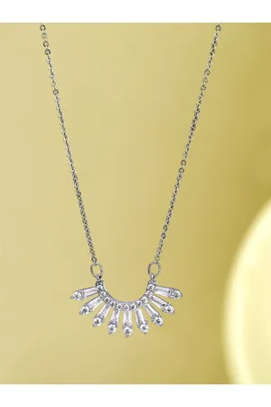 Carlton London Women Rhodium-Plated CZ Studded Necklace