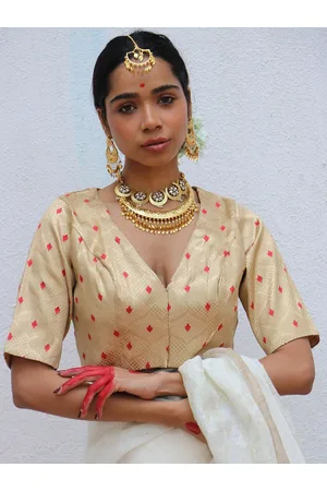Chidiyaa Woven Design Brocade Saree Blouse