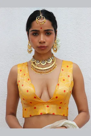 Chidiyaa Woven Design Brocade Saree Blouse