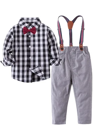 Stylecast Boys Black Checked Shirt with Trousers