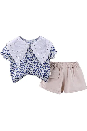 Stylecast Girls Blue Printed Shirt with Trousers