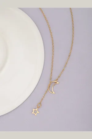 Carlton London Women Gold-Plated Star & Moon Necklace