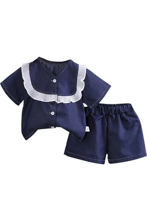 Stylecast Girls Blue V-Neck Top with Shorts