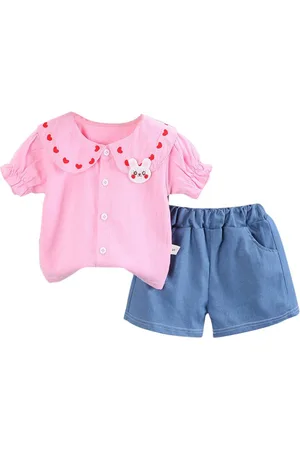 Stylecast Girls Pink Embroidered Top With Shorts