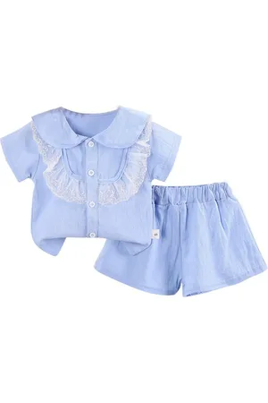 Stylecast Girls Blue Ruffles Detail Shirt with Pyjamas