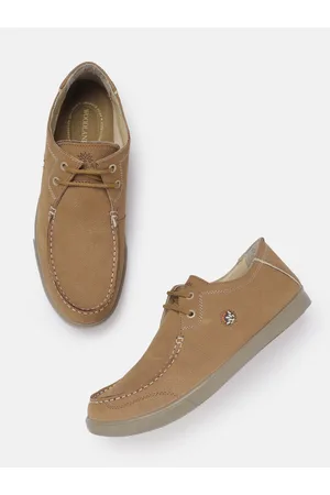Woodland Men Round Toe Leather Derbys