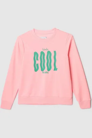 Max Collection Girls Typography Printed Pure Cotton Sweatshirt