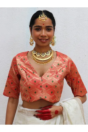 Chidiyaa Woven Design Brocade Saree Blouse