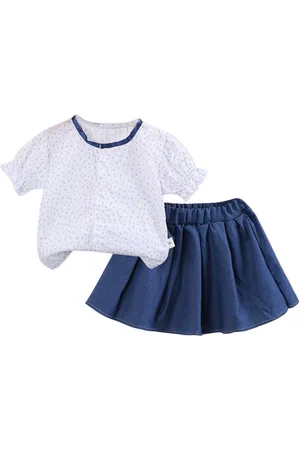 Stylecast Girls White Floral Printed Top with Skirt