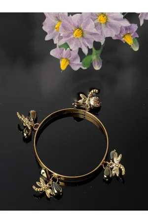 DUGRISTYLE Gold-Plated Pearl-Beaded Bangles