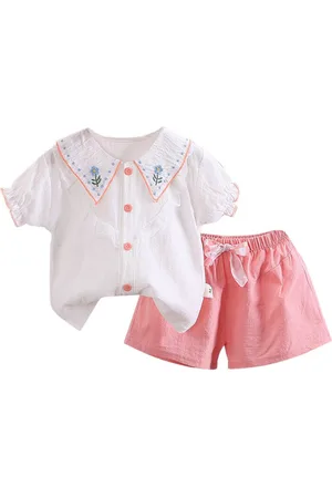 Stylecast Girls Pink Embroidered Top with Shorts