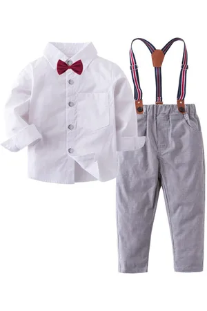 Stylecast Infant Boys White Shirt And Checked Trousers With Suspenders