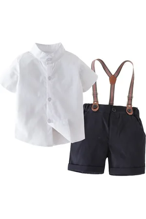 Stylecast Boys White & Black Dungaree With Shirt